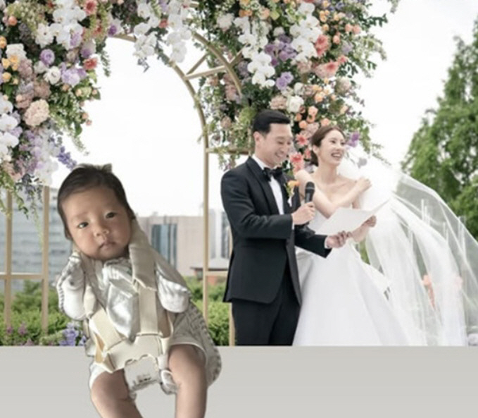 '이규혁♥' 손담비, 딸 해이까지 함께한 '완전체 웨딩샷'..