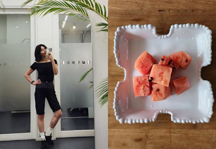한혜연, 이러니 14kg 빠지지..치팅데이 수박 7조각+7km 달리기