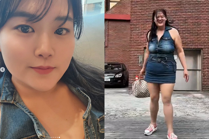 미나 시누이, 81kg 노출 원피스에 사과 