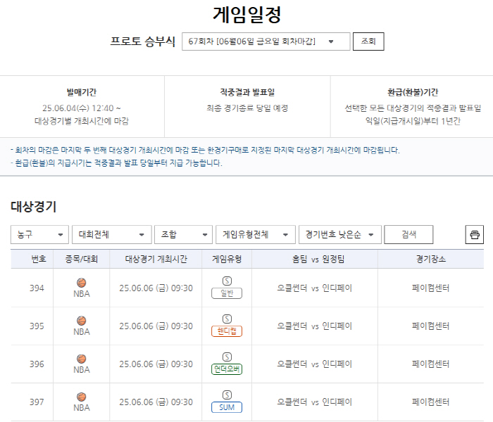 '오클라호마-인디애나' 맞대결… 2024~2025시즌 NBA 파이널 1차…