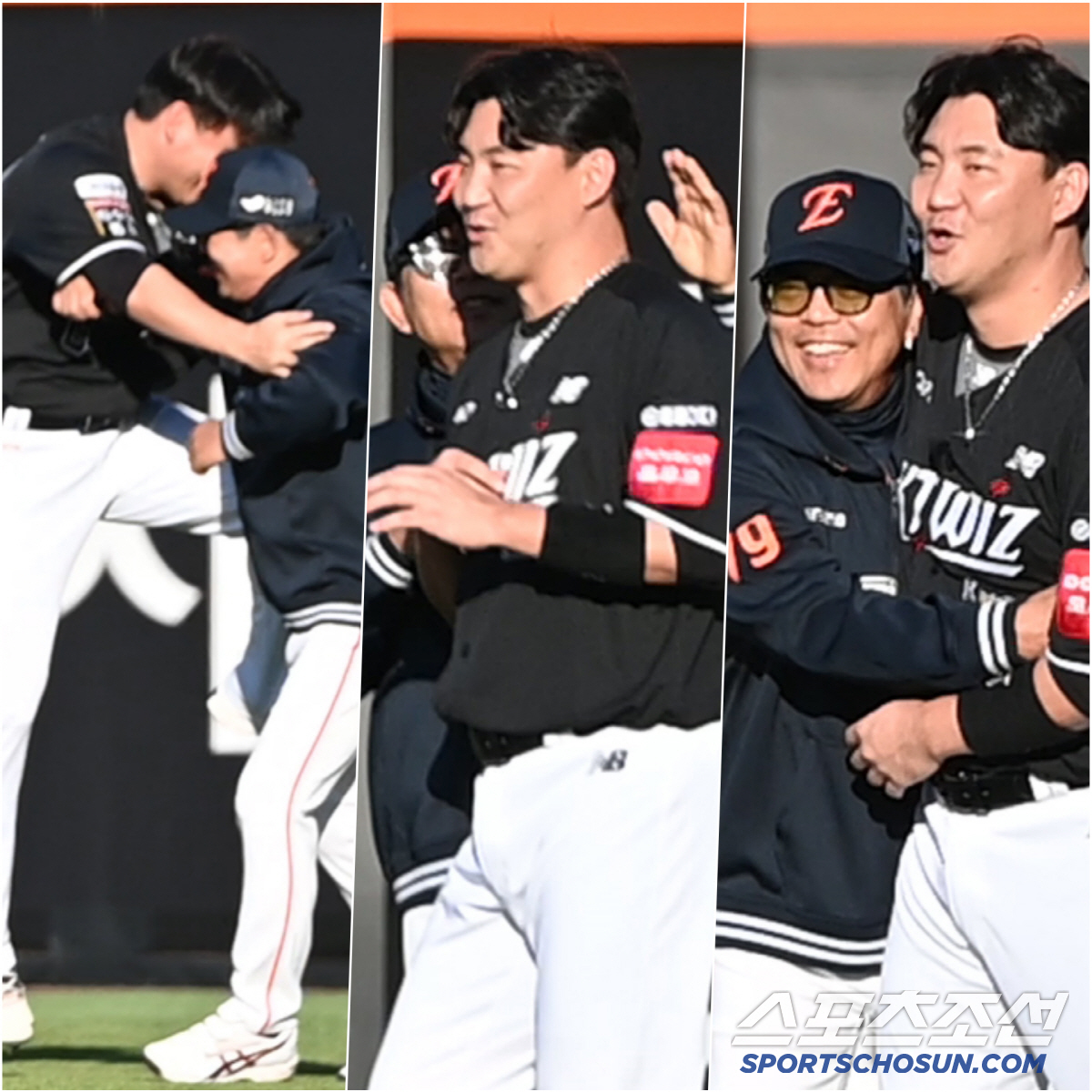 '스승님께 니킥?' 양상문 코치가 반가운 장성우의 격한 애정표현[대전 스…