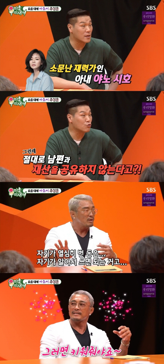 [SC리뷰] 추성훈, '♥야노 시호' 재산엔 관심 無…“내 돈도 숨겨놓는…