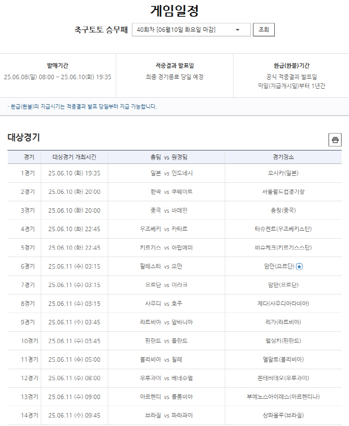 '홍명보호,이라크전 완승' 승무패 39회차 1등 10건X총적중금 8억3천…