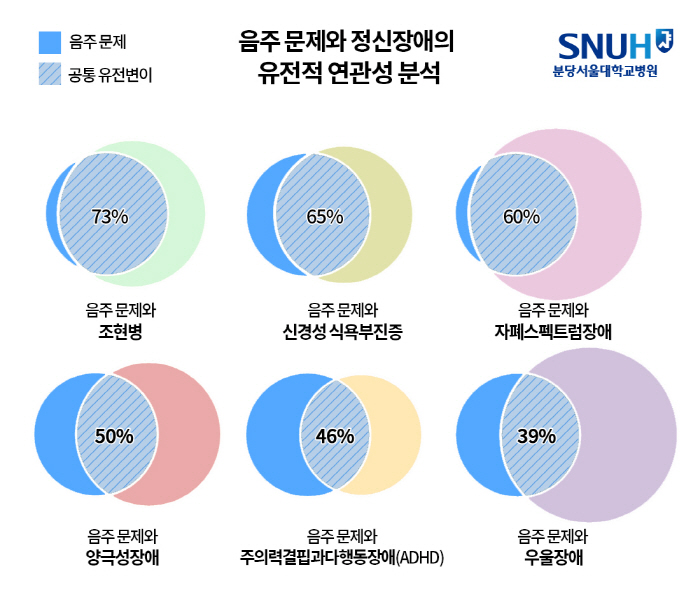 음주 문제와 정신장애, 같은 유전자 공유…맞춤형 치료 개발 기대