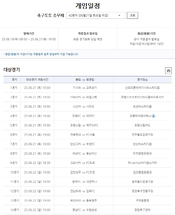 축구토토 승무패 41회차 1등 적중자 없었다. 4억2600여만원 이월
