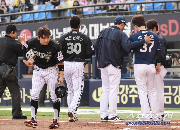 '검투사 헬멧 덕분인가.' 헤드샷에 광대 부은 박건우 X-레이 검진에서 …