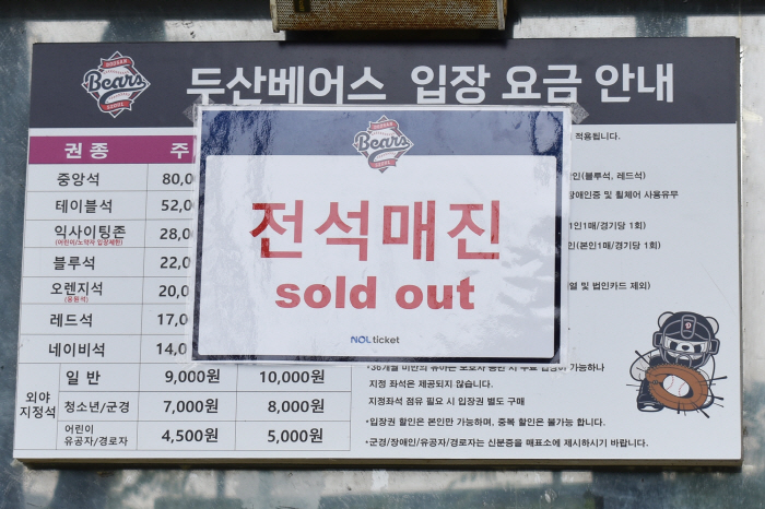 두산의 200석 현장판매, 일본팬, 외국팬이 열광하는 이유[무로이칼럼]
