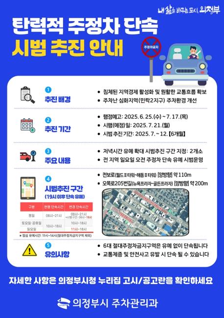 의정부시, 일요일 오전 주정차 단속 '안 한다'