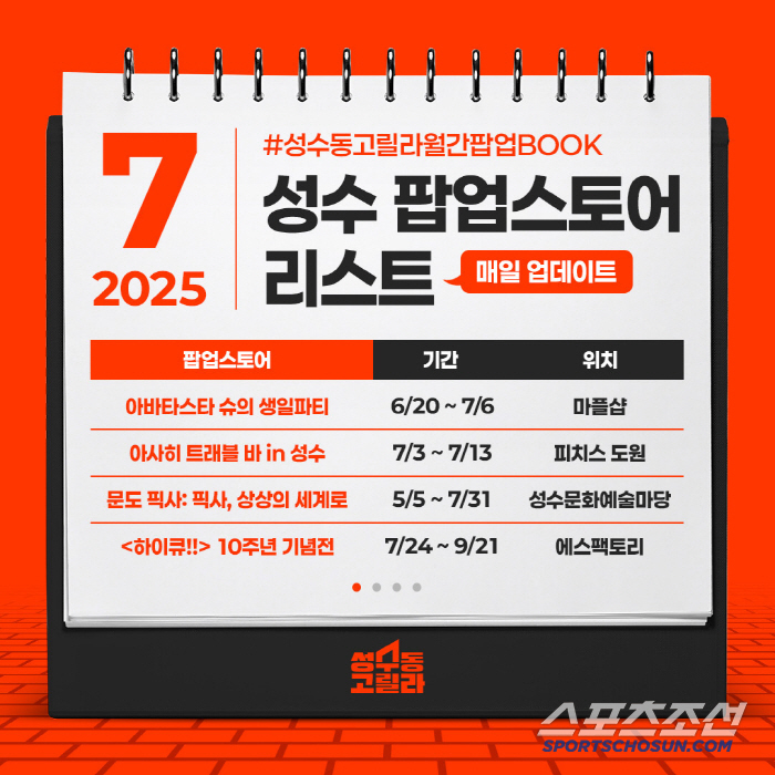 성수동고릴라, 7월 성수 팝업스토어 리스트 공개