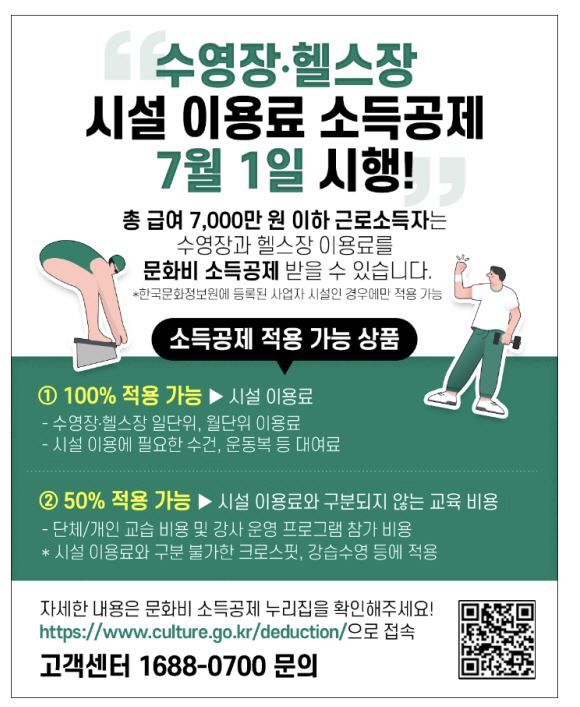 "헬스장X수영장 이용료 소득공제 신청하세요!" 7월 1일부터 전국 100…