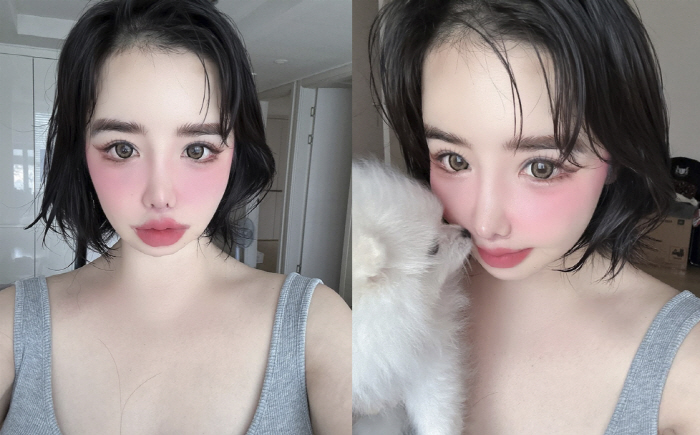 박봄, 얼굴 뒤덮은 핑크 볼터치...과감한 '핑크 ♥사랑' 메이크업