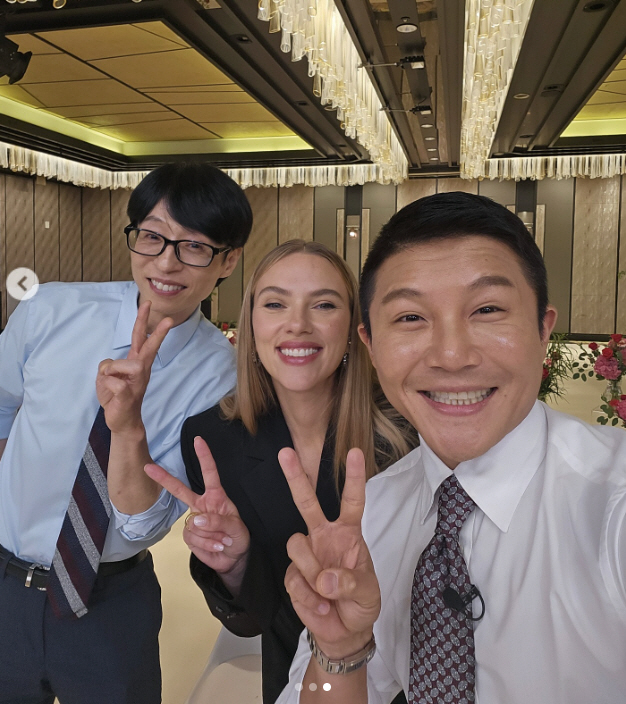 유재석·스칼렛 요한슨 만났다..실시간 '유퀴즈' 녹화 인증 "한순이 왔어…