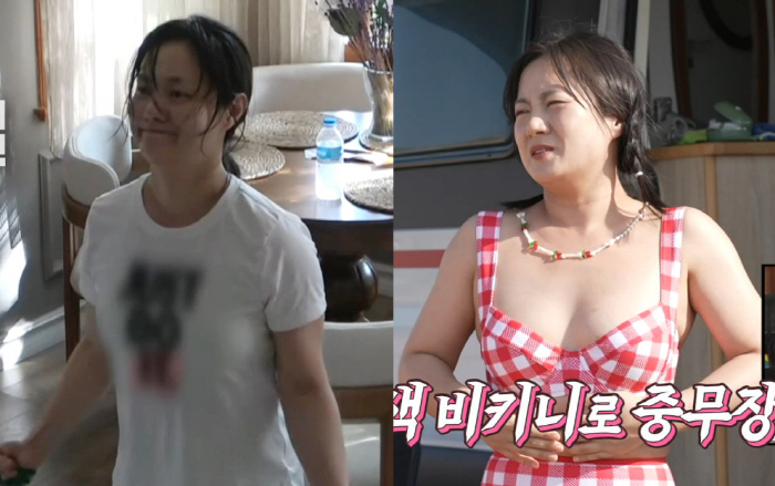 박나래, '48kg' 찍고 납작배 비키니 몸매...'14kg 감량' 후 …