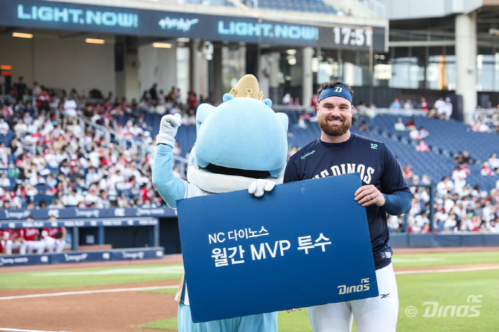 '마땅히 받을만 했다' 로건-박민우, NC 6월 월간 MVP 선정