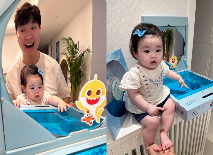 박수홍 딸 재이, 한정판 선물 받았다..생후 9개월 '최연소 슈스' 등극
