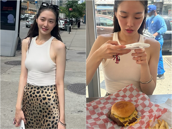 박규영, '칼로리 폭탄' 美햄버거 먹고도 이 몸매 가능…패션모델급 뉴요커…