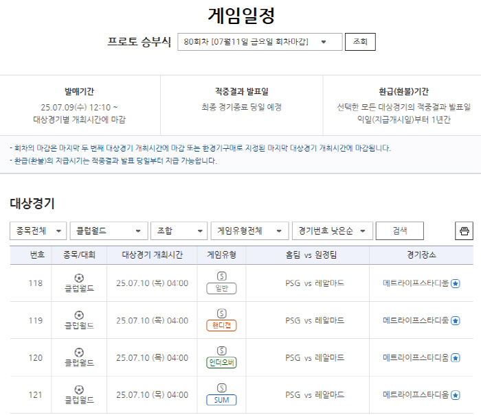 '음바페 더비'…프로토 승부식 80회차, 클럽월드컵 준결승 PSG-레알 마드리드전 대상 게임 발매