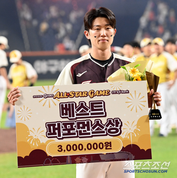 [포토] 전민재, 베스트 퍼포먼스상 수상