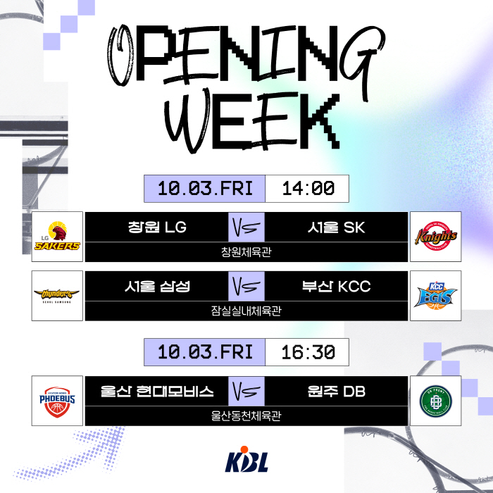남자 프로농구, 오는 10월 3일 개막