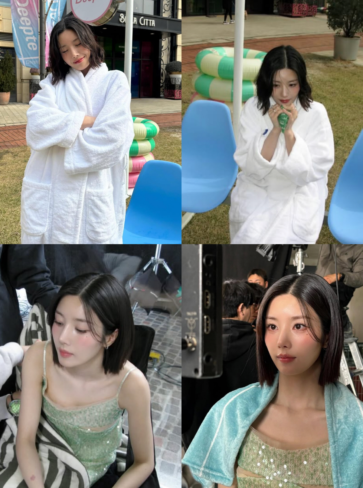 '워터밤 여신' 권은비, 노출 의상 부담됐나..가운+담요로 '철통 방어'