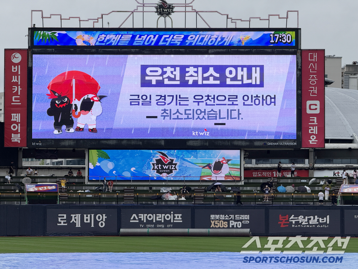 [포토] 폰세 등판인데...수원 한화-KT전 우천 취소