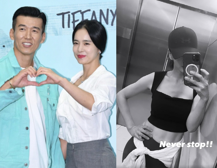 '션♥' 정혜영, 처음보는 파격 노출..크롭톱 몸매로 43kg 인증