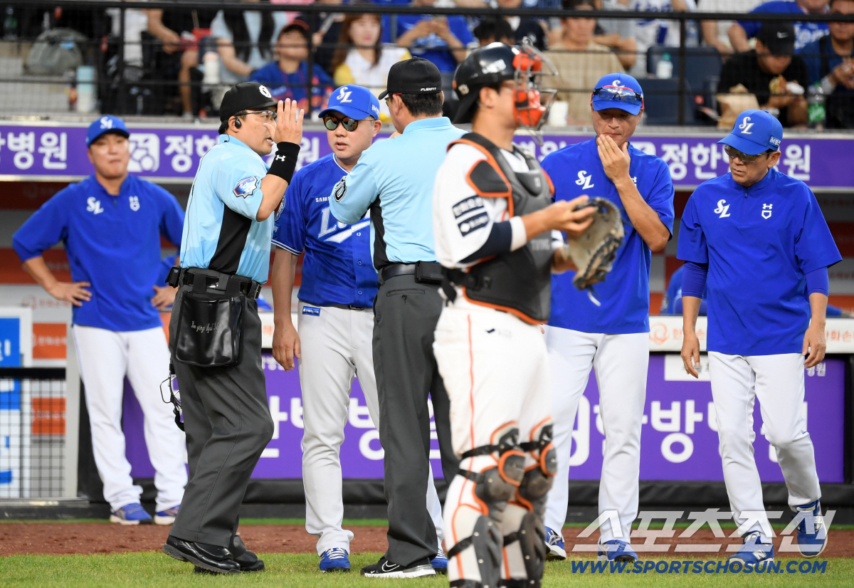 [포토] 박진만 감독 '황준서 보크 어필'