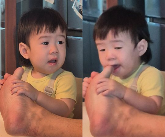 이은형♥강재준 子, 쪽쪽이 대신 아빠 발 물었다.."현조 불쌍해"