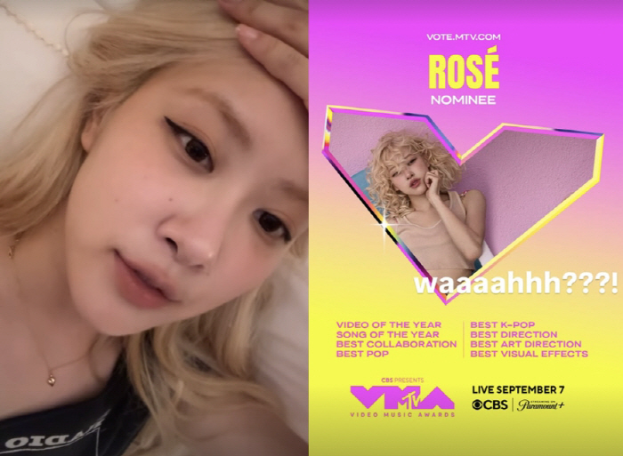 블랙핑크 로제, MTV VMA 8개 부문 후보…K팝 최초 대기록 "미칠것…