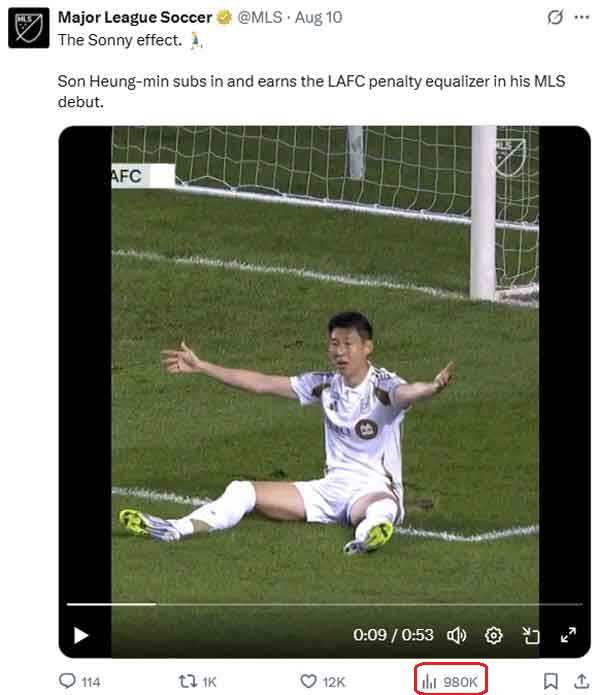 '역시 어나더 클래스' SON, MLS 데뷔전 PK 획득 영상 조회수 1…