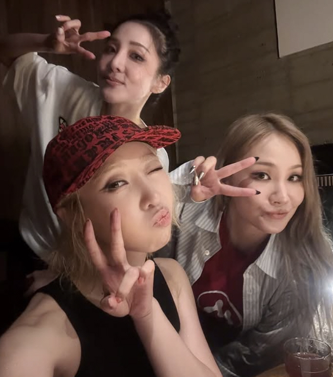 2NE1,'활동중단' 박봄만 빠졌다…CL·산다라박·공민지 3인 회동[SC…