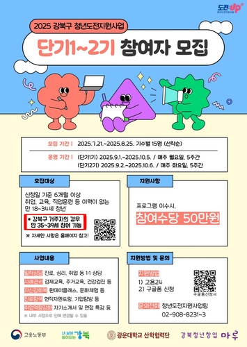 강북구, 청년도전지원사업 단기 프로그램 참여자 모집