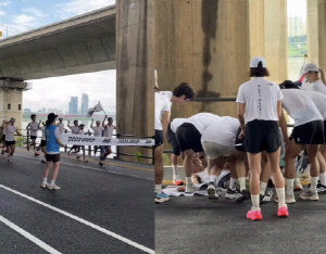 션, 폭염 속 '광복절 81.5km' 완주 후 털썩 