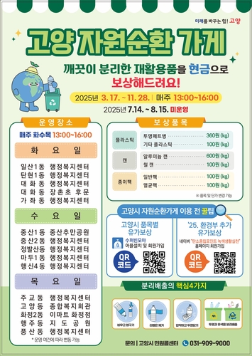 고양시, 자원순환 가게 19일부터 운영 재개
