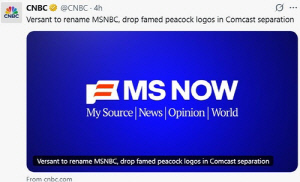 美 방송 채널 MSNBC, 'MS NOW'로 이름 바꾸고 공작새 로고 뗀다