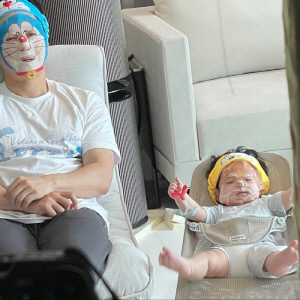 '사야♥' 심형탁, 子 하루에 '도라에몽' 조기교육..첫 마스크팩 '시선 강탈'