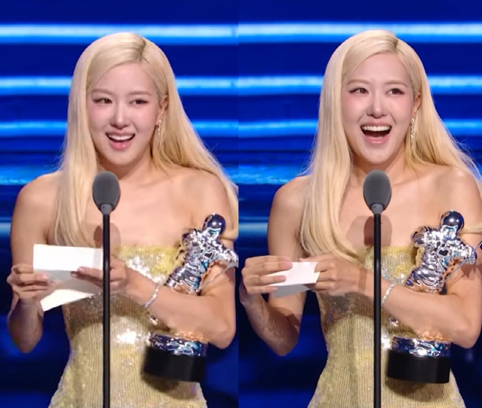 로제, MTV VMA 사상 최초 한국어 대상 소감 "블랙핑크 사랑해"[종…