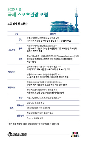 서울시체육회, 11일 2025 서울 국제 스포츠관광 포럼 개최