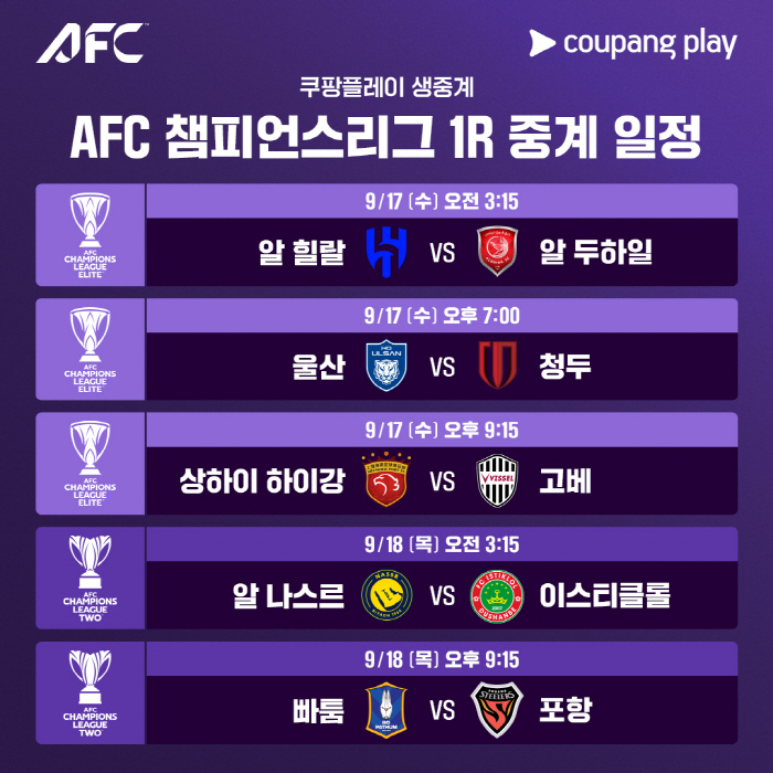린가드부터 조현우까지, 아시아 정상 도전…쿠팡플레이, ACL 독점 생중계