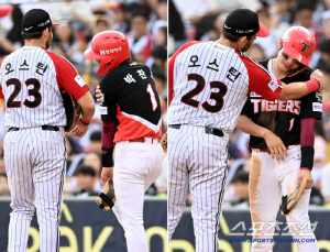 '많이 아파?' 사구 맞은 박찬호 향한 오스틴의 따뜻한 손길...'고통아 사라져라'[잠실 현장]