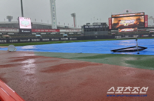 폭우에 벌써 수원은 물바다. LG-KT전 내일 더블헤더 가능성 UP[수원 현장]