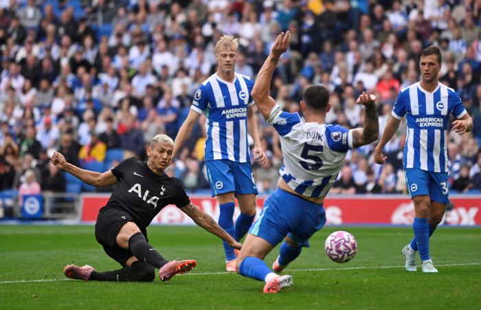 '흥민이 형, 내가 에이스 맞겠지?' 英 BBC 짠물 평점…손흥민 떠난 토트넘 핵심이지만, 히샬리송 골 넣고도 아쉬운 평가