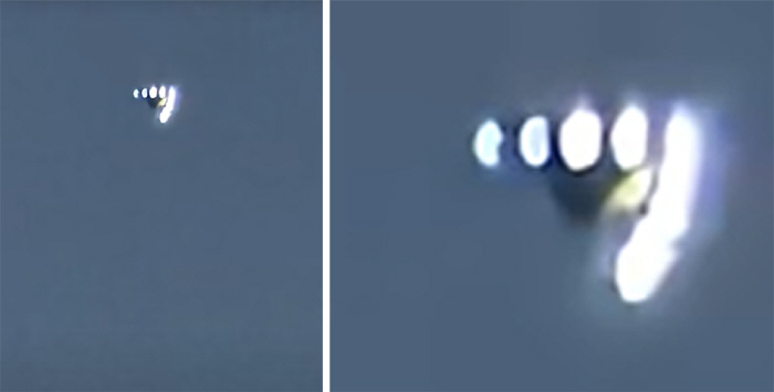 美 LA 상공 '9개 불빛' V자형 UFO 목격…신형 무인 드론 실험?