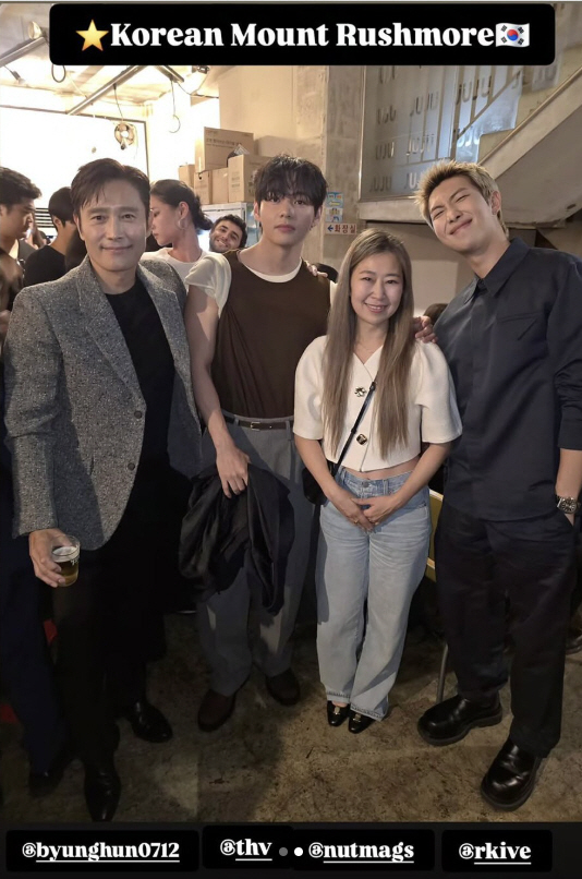 "코리안 월클 4인방" BTS 뷔·RM·이병헌·메기강, 역대급 만남 성사
