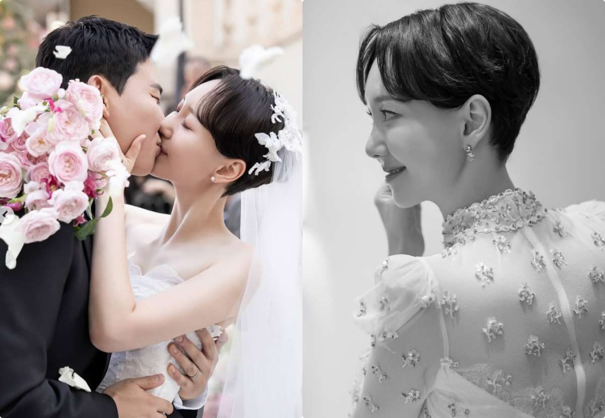 '결혼' 이유영, 올림머리 아니었다..숏컷에 웨딩드레스 "진짜 예뻐"