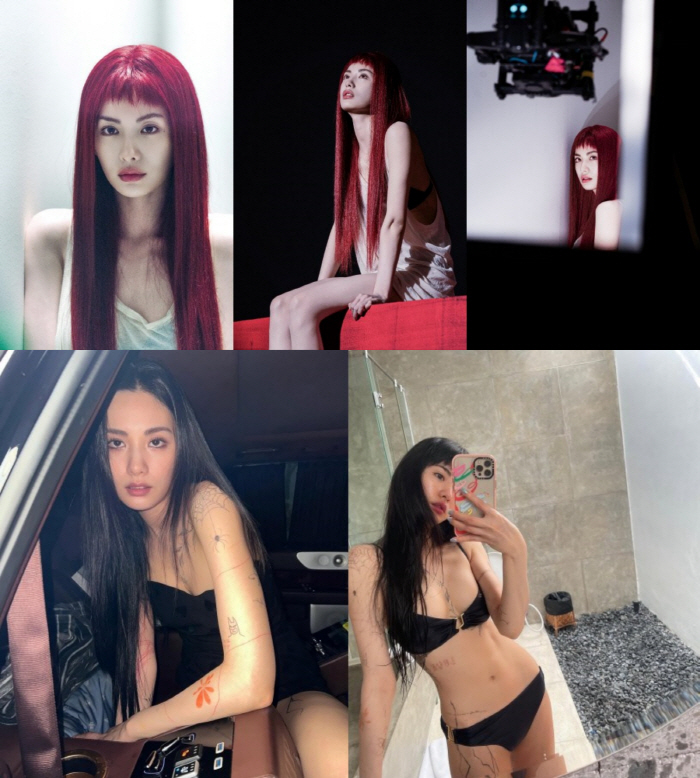 나나, 언더붑보다 화끈한 미공개 사진…빨간머리 비키니 '파격'