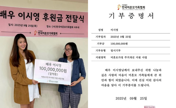 ‘만삭에도 선행’ 이시영, D라인 끌고 한부모 주거개선 위해 1억 원 기부[SCin스타]