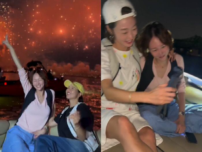 '돌싱남편♥' 최여진, 인파 묻혀NO→한강 요트서 여유롭게 불꽃 감상 '…