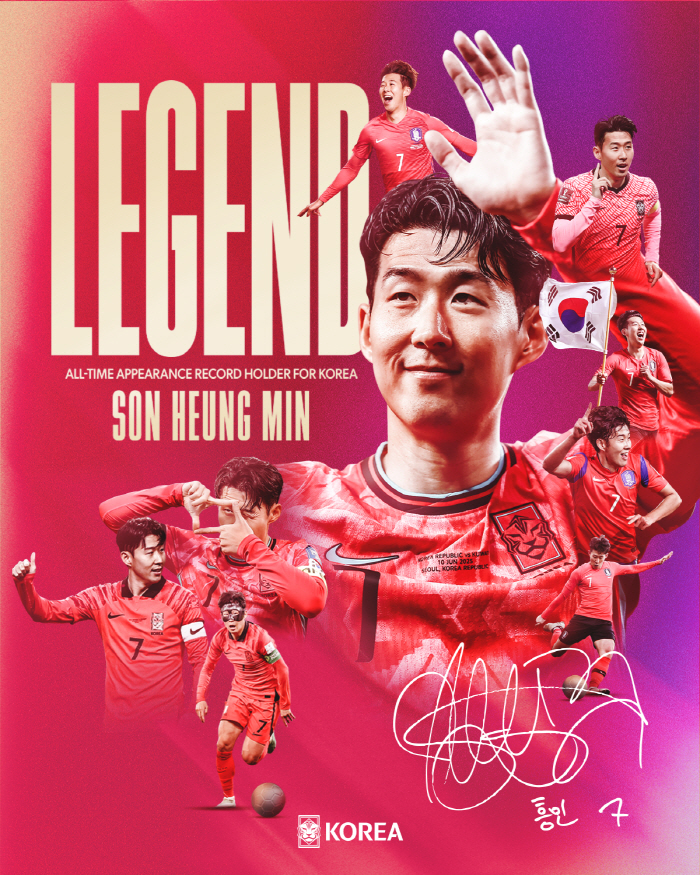 "From Cha, To. Son" 손흥민, 파라과이전에서 A매치 137경기 최다 출전 기념행사…차범근 감독이 직접 기념 유니폼 전달