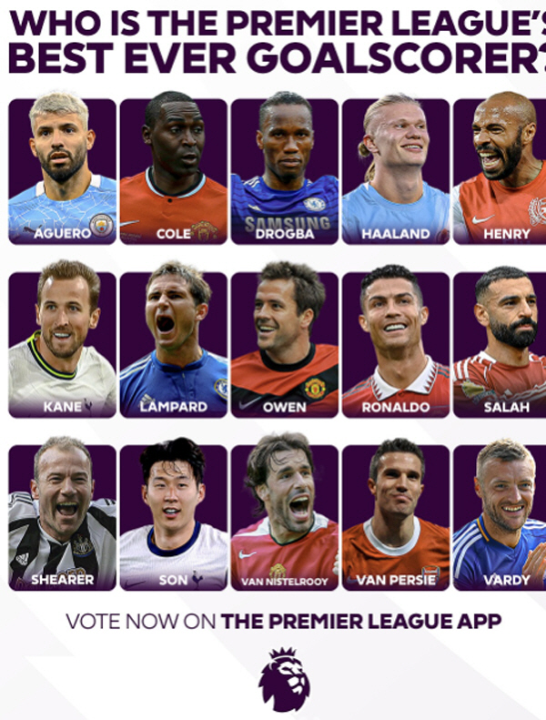 英은 여전히 손흥민을 기억한다...EPL '역대 최고 골잡이 15인 후보…